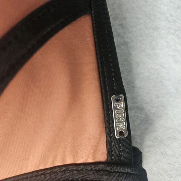 VICTORIA SECRET Black Trim Orange Rust Terra Cotta Triangle Bikini Top Sz S Pad - Picture 4 of 4